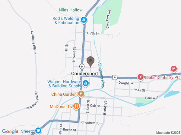 Map showing location of Thomas E. Fickinger Funeral Home