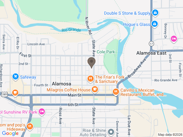 Map showing location of Rogers Family Mortuary Inc