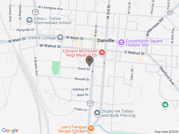 Map showing location of Preston Pruitt Spurlin funeral home