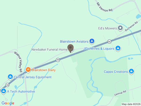 Map showing location of Newbaker Funeral & Cremation Service