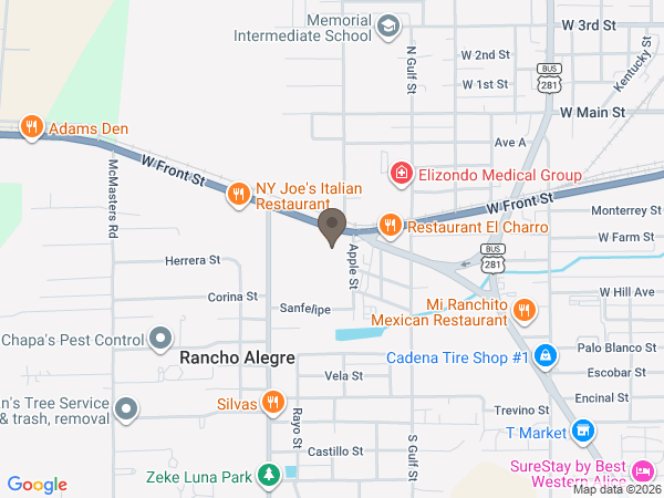 Map showing location of Rosas Funeral Home