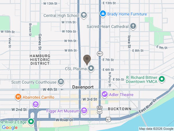 Map showing location of Halligan-McCabe-DeVries Funeral Home