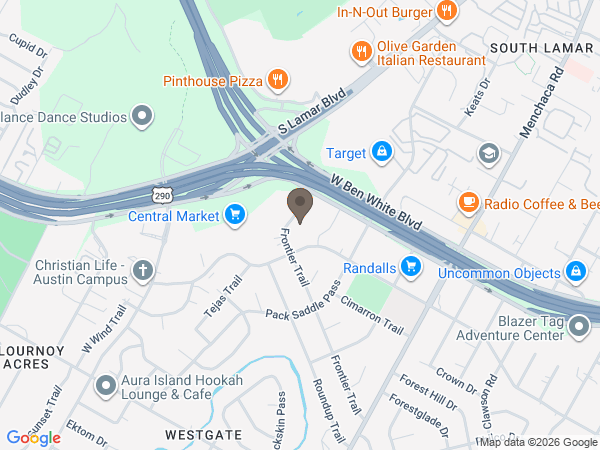 Map showing location of Harrell Funeral Home: Austin