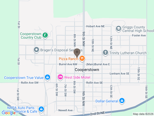 Map showing location of Quam-Plaisted-Cushman Funeral Home