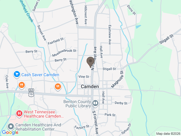 Map showing location of Stockdale Funeral Home: Camden