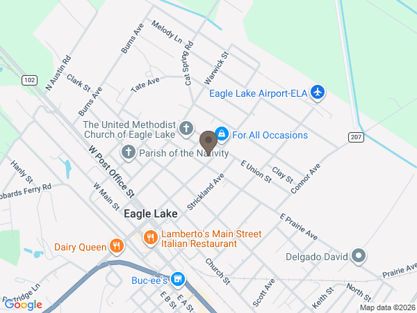 Map showing location of Eagle Lake Funeral Home