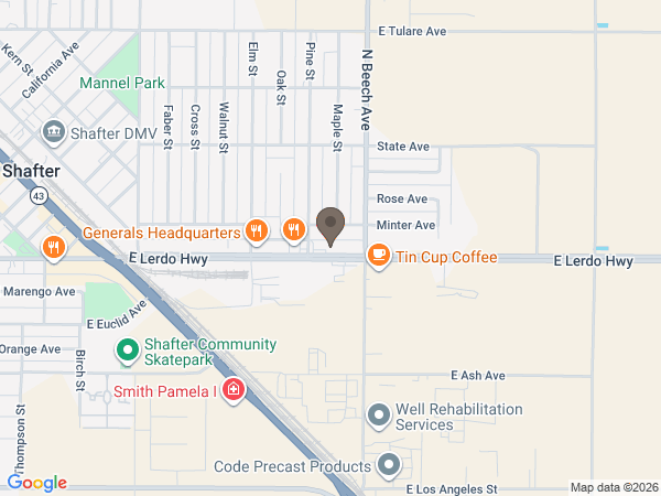 Map showing location of Peters Funeral Home