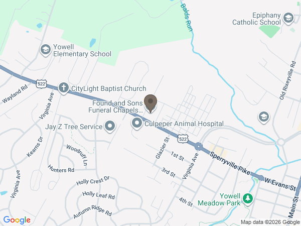 Map showing location of Found and Sons Funeral Chapels & Cremation Service