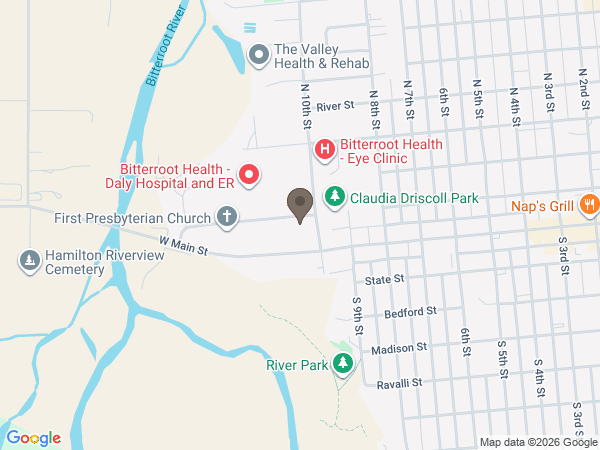 Map showing location of Daly-Leach Chapel