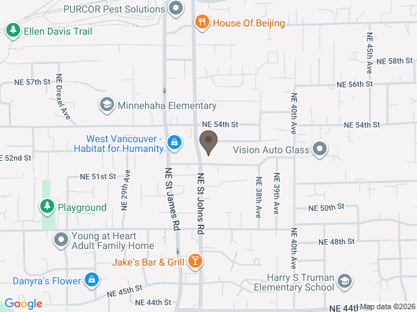 Map showing location of Evergreen Staples