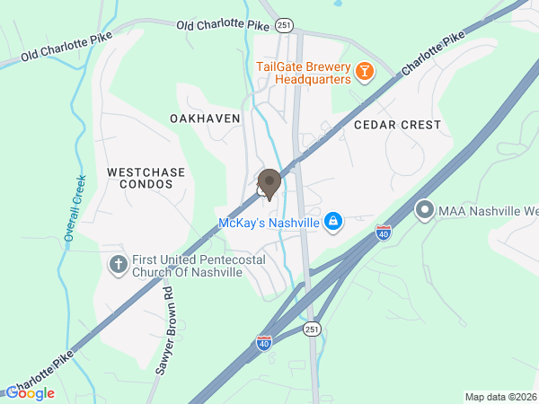 Map showing location of Nashville Cremation Center