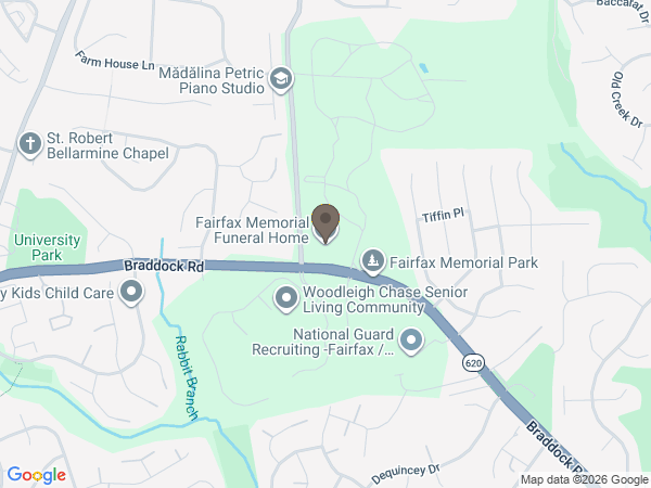 Map showing location of Fairfax Memorial Funeral Home