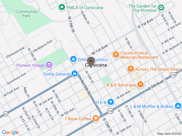 Map showing location of Corley Funeral Home