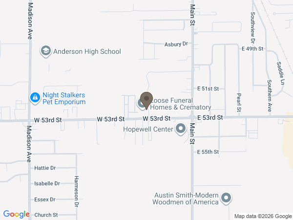 Map showing location of Loose Funeral Homes & Crematory