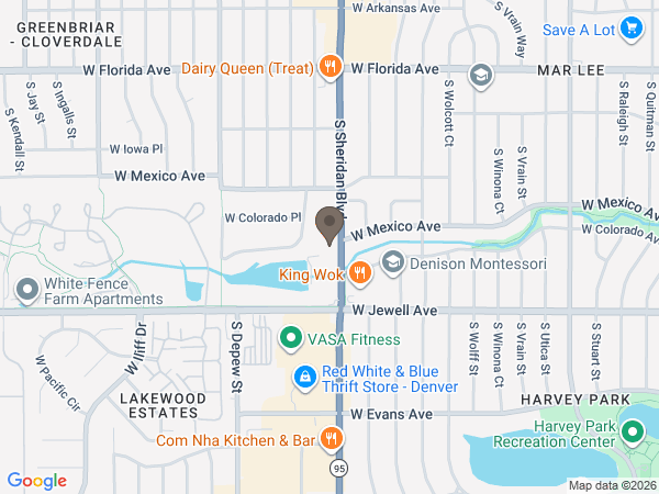 Map showing location of Romero Family Funeral Home: Lakewood