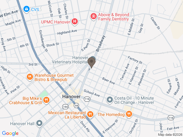 Map showing location of Panebaker Funeral Home