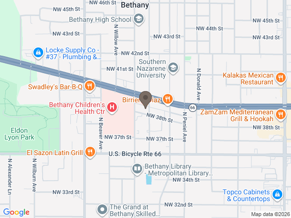Map showing location of Mercer-Adams Funeral Service