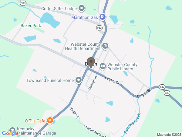 Map showing location of Townsend Funeral Home