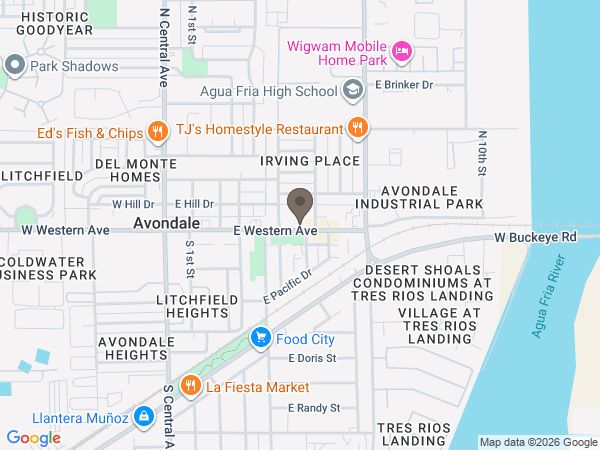 Map showing location of Avenidas Funeral Chapel
