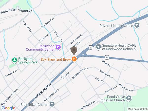 Map showing location of Evans Mortuary