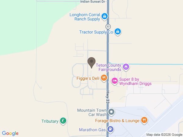 Map showing location of Grand Teton Funeral Home: Driggs