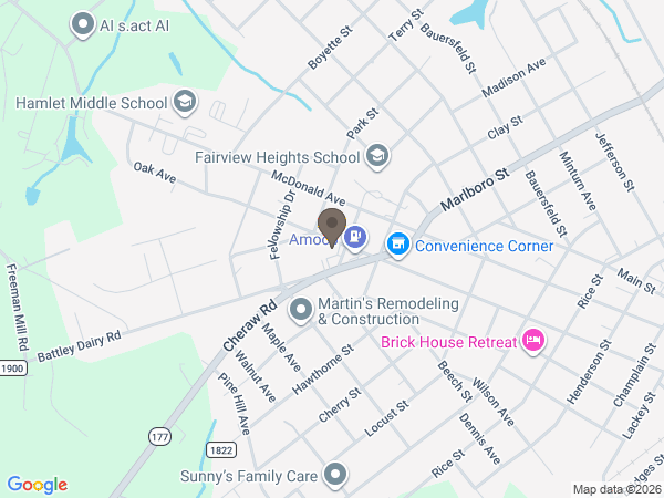 Map showing location of Watson-King Funeral Home: Hamlet