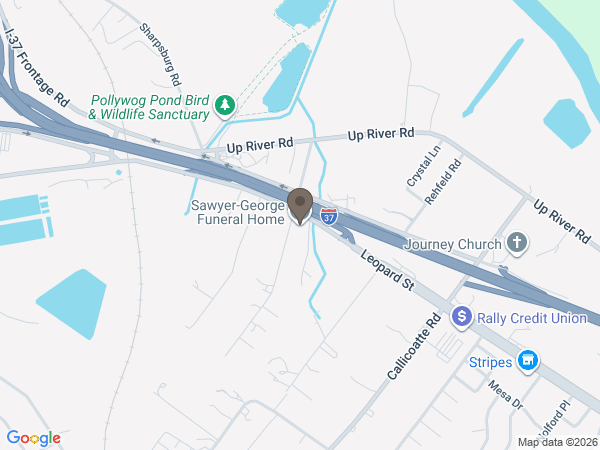 Map showing location of Sawyer-George Funeral Home