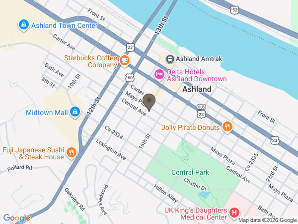 Map showing location of Steen Funeral Home Central Ave Chapel