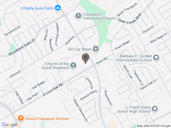 Map showing location of Schertz Funeral Home and Crematory