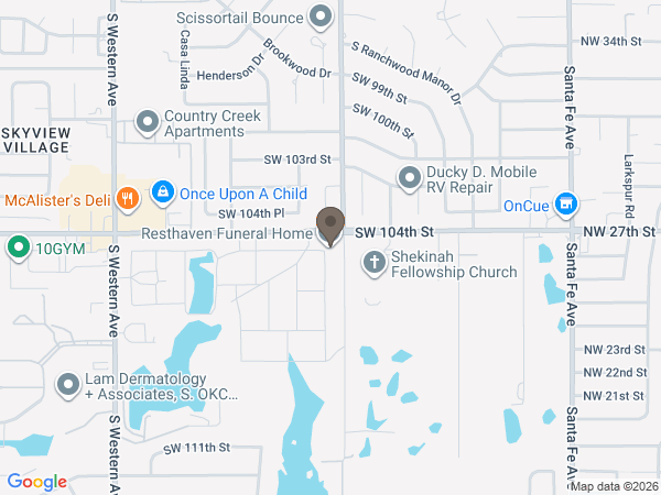 Map showing location of Resthaven Funeral Home, Cemetery & Cremation
