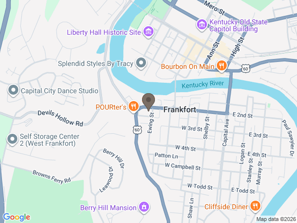 Map showing location of Roger Funeral Home