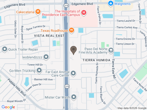 Map showing location of Perches Funeral Home: East