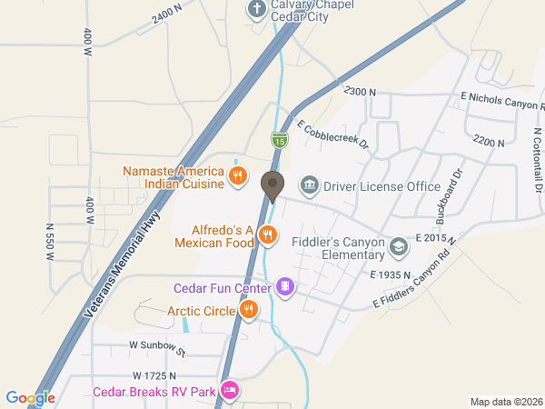 Map showing location of Cedar Valley Funeral Home