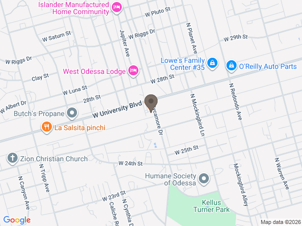 Map showing location of Acres West Funeral Chapel