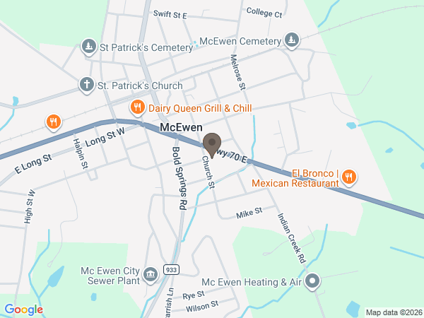 Map showing location of Luff-Bowen Funeral Home: McEwen