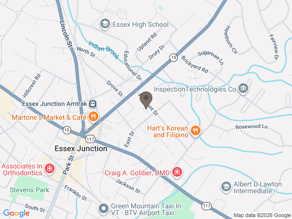 Map showing location of Vermont Funeral Homes: Corbin and Palmer
