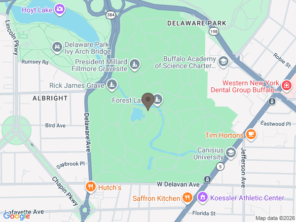 Map showing location of Forest Lawn Cemetery