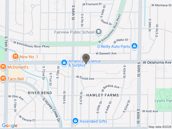 Map showing location of Heritage Funeral Home – Bay View