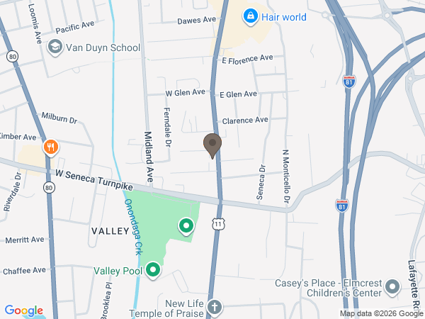 Map showing location of Ballweg & Lunsford Funeral Homes: Syracuse