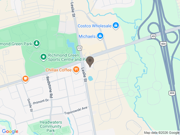 Map showing location of Elgin Mills Funeral Centre