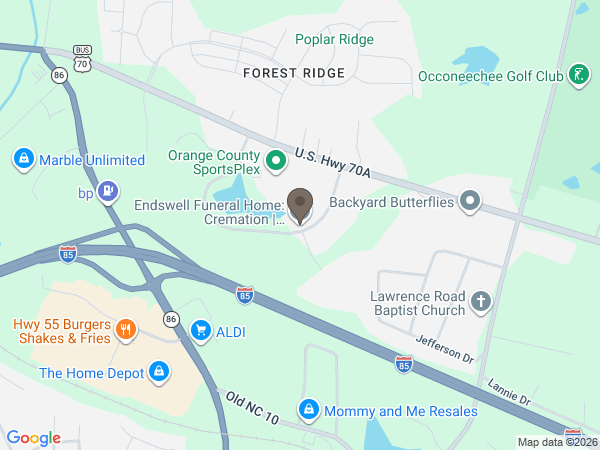 Map showing location of Endswell Funeral Home
