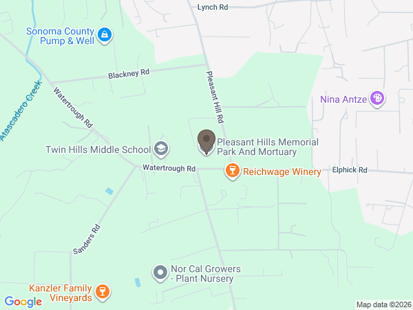 Map showing location of Pleasant Hills Memorial Park and Mortuary