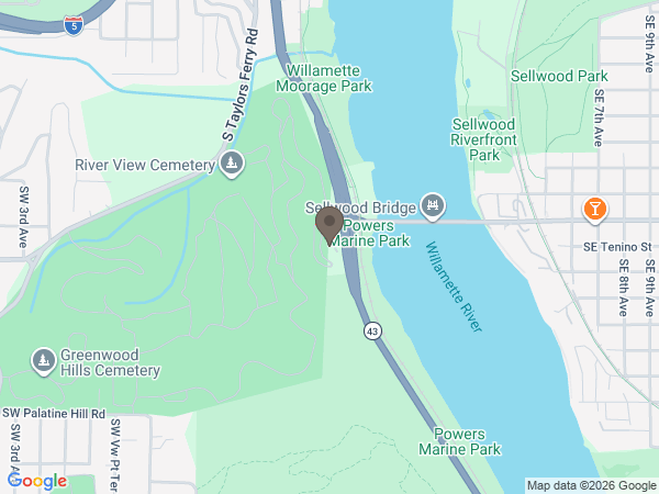 Map showing location of River View Cemetery Funeral Home
