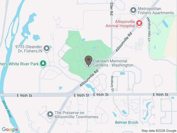 Map showing location of Flanner Buchanan: Oaklawn Memorial Gardens