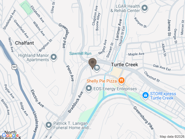 Map showing location of Jobe Funeral Home and Crematory