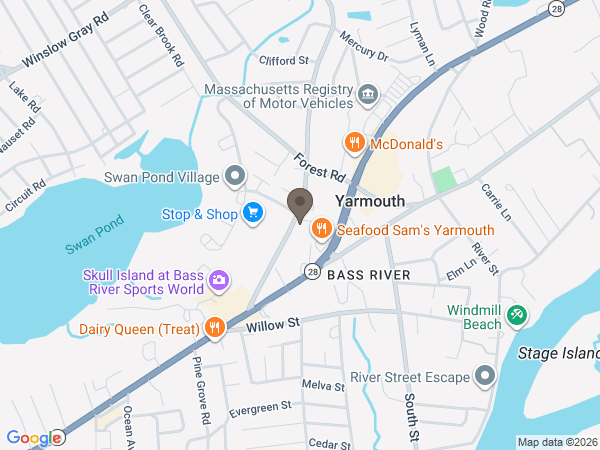 Map showing location of Chapman Funeral Yarmouth