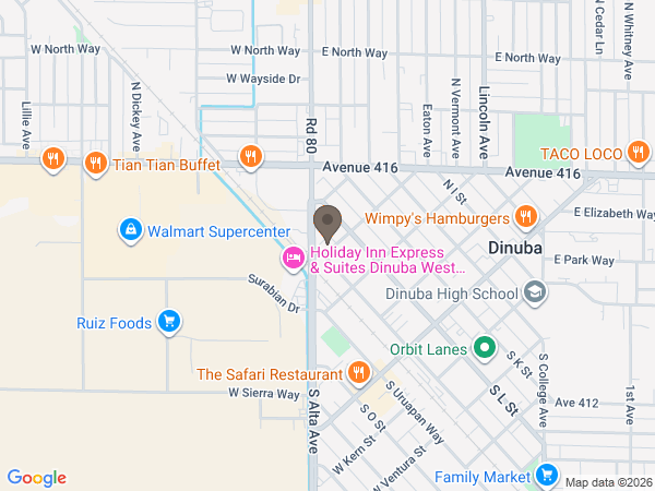 Map showing location of Sterling & Smith: Dinuba