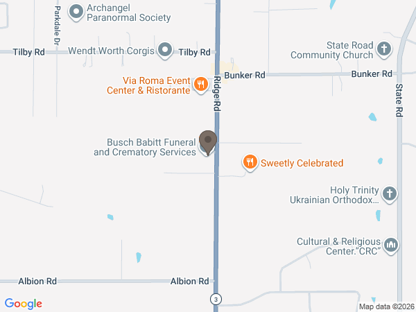 Map showing location of Busch Funeral and Crematory Services: North Royalton