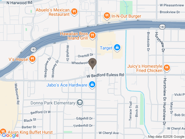 Map showing location of Lucas Funeral Home: Hurst