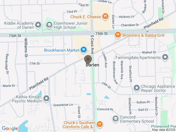 Map showing location of Modell Funeral Home